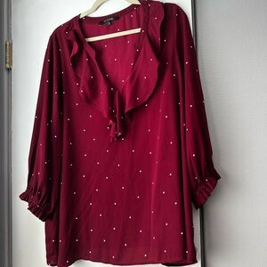 19 Cooper Red, Polkadot/Star Blouse, 2X